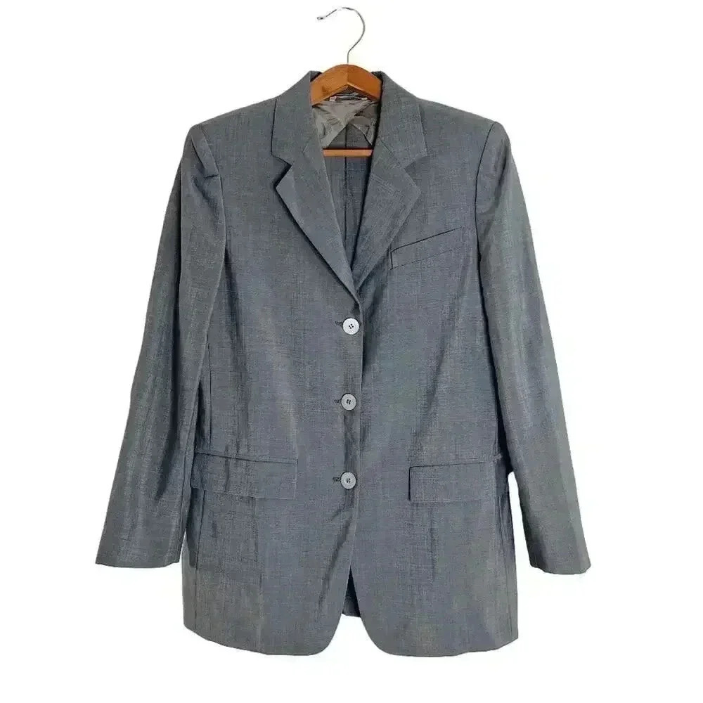 Vintage Max Mara Women's Grey Wool Blazer Size 8 Business Casual Office Siren